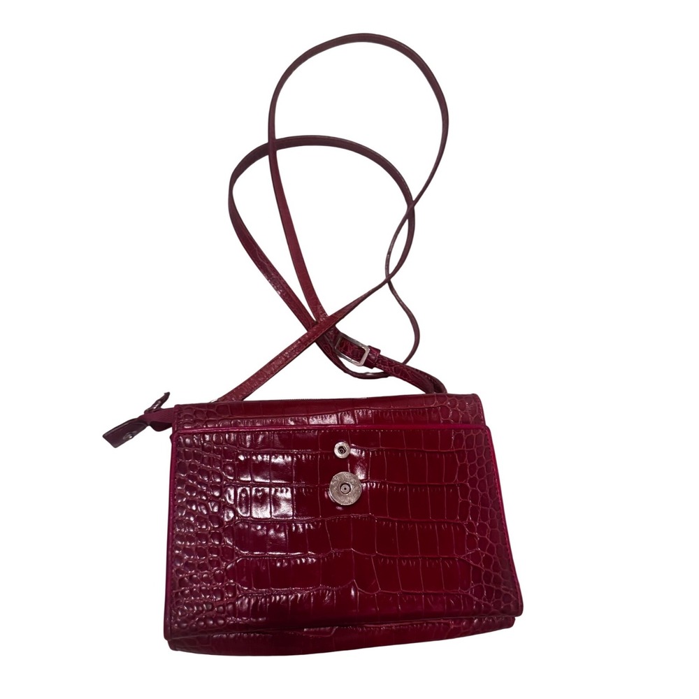 Vintage'90s Brighton Croc Embossed Red Leather Crossbody Heart Accents
Preloved